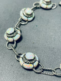 Sparkling Native American Navajo Synth Opal Sterling Silver Flower Bracelet-Nativo Arts