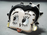 Betty Boop Zuni Mother Of Pearl Sterling Silver Ring Native American-Nativo Arts