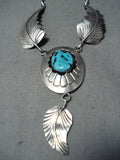 Marie Thompson Native American Navajo Sleeping Beauty Turquoise Sterling Silver Necklace-Nativo Arts