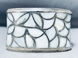 Astonishing Vintage Native American Zuni Mother Of Pearl Sterling Silver Bracelet-Nativo Arts