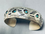 Outstanding Native American Navajo Turquoise Sterling Silver Bracelet Signed-Nativo Arts