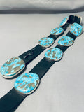 Native American 692 Gram Turquoise Slab Sterling Silver Rich Jim Signed Concho Belt-Nativo Arts