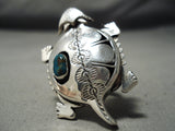 So Detailed Huge Native American Navajo Toad Turquoise Sterling Silver Ring-Nativo Arts