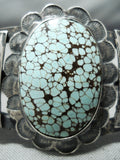 Prime Example Early Vintage Native American Navajo Domed #8 Turquoise Sterling Silver Bracelet-Nativo Arts