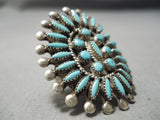 One Of Best Vintage Native American Zuni Turquoise Sterling Silver Bracelet Ring Set-Nativo Arts