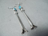 Dramatic Navajo Turquoise Sterling Silver Earrings Native American-Nativo Arts