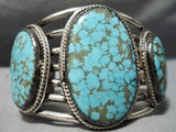 One Of Biggest Best Vintage Native American Navajo #8 Turquoise Sterling Silver Bracelet Old-Nativo Arts