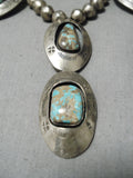 Amazing Vintage Native American Navajo Green Turquoise Sterling Silver Shadowbox Necklace-Nativo Arts