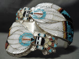 Important Detail Zuni Native American Turquoise Kachina Sterling Silver Bracelet-Nativo Arts
