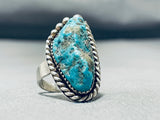 Signed Vintage Native American Hopi Seafoam Turquoise Sterling Silver Ring-Nativo Arts