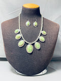 Native American Important Orvil Jack Turquoise Navajo Sterling Silver Necklace Earrings Set-Nativo Arts