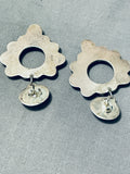One Of A Kind Native American Navajo Spiderweb Turquoise Sterling Silver Earrings-Nativo Arts
