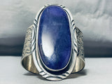 175 Gram One Of Best Vintage Native American Navajo Lapis Sterling Silver Bracelet-Nativo Arts