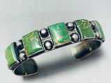 One Of The Best Vintage Native American Navajo Dark Green Turquoise Sterling Silver Bracelet-Nativo Arts