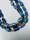 Native American One Of The Best Ever Santo Domingo Tubule Lapis Heishi Necklace-Nativo Arts