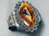 Very Unique Early Vintage Native American Navajo Agate Sterling Silver Bracelet-Nativo Arts