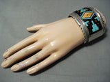 One Of The Best Vintage Native American Navajo Turquoise Inlay Sterling Silver Bracelet-Nativo Arts