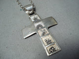 Extraordinary Navajo Native American Sterling Silver Cross Necklace-Nativo Arts