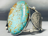 One Of The Biggest Best Native American #8 Turquoise Sterling Silver Bracelet-Nativo Arts