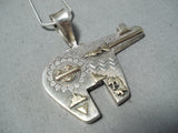 Fabulous Vintage Navajo Sterling Silver & 14k Gold Necklace Native American Old-Nativo Arts