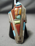 Native American Tremendous Vintage Navajo David Tune Turquoise Sterling Silver Inlay Ring-Nativo Arts