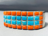 Very Important Vintage Native American Navajo Harry Morgan Coral Sterling Silver Bracelet-Nativo Arts