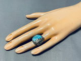 Rare Mine Vintage Native American Navajo Gilbert Turquoise Sterling Silver Ring-Nativo Arts