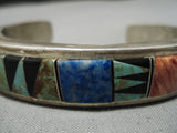Extremely Thick Heavy!! Vintage Native American Navajo Inlay Turquoise Sterling Silver Bracelet-Nativo Arts