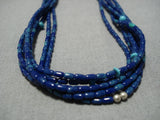 Wow!! Vintage Navajo Lapis Sterling Silver Native American Necklace Old-Nativo Arts