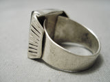 Huge Vintage Navajo Squared Onyx Sterling Silver Native American Ring-Nativo Arts