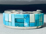 Authentic Tommy Jackson Native American Navajo Turquoise Inlay Sterling Silver Bracelet-Nativo Arts