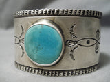 Astounding Vintage Huge Native American Navajo Turquoise Sterling Silver Wide Bracelet-Nativo Arts