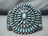 Amazing Vintage Native American Navajo Turquoise Cluster Sterling Silver Bracelet Old-Nativo Arts