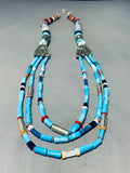 Singer Vintage Native American Navajo Long Turquoise Sterling Silver Necklace-Nativo Arts
