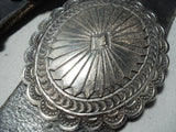Heavy 576 Gram Vintage Native American Navajo Hand Wrought Sterling Silver Concho Belt Signed-Nativo Arts