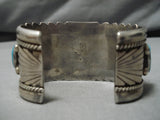Dramatic Vintage Navajo Turquoise Sterling Silver Native American Bracelet Old-Nativo Arts