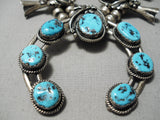Authentic Vintage Native American Navajo Turquoise Sterling Silver Squash Blossom Necklace-Nativo Arts