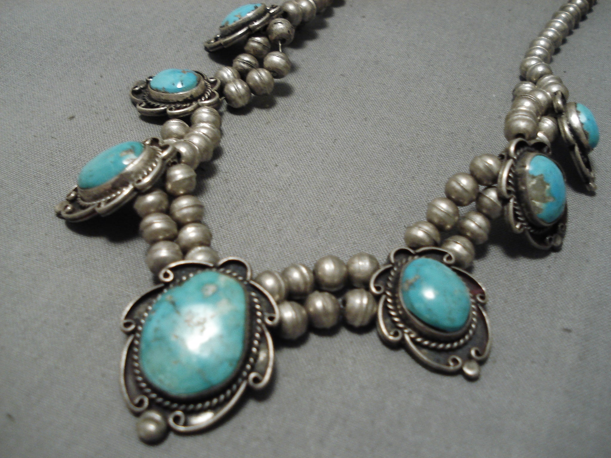 Marvelous Vintage Navajo 7 Station Sterling Silver Native American