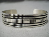 Important Micro Chisel Vintage Native American Navajo Sterling Silver Bracelet Cuff-Nativo Arts