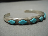 Rare Vintage Zuni Native American Blue Gem Turquoise Sterling Silver Bracelet-Nativo Arts