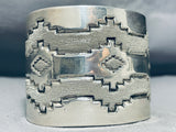 200 Grams!! All Silver Powerful Vintage Native American Navajo Sterling Bracelet Cuff-Nativo Arts