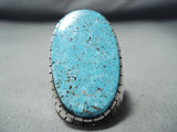 Magnificent Navajo Kingman Turquoise Sterling Silver Ring Native American-Nativo Arts