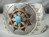 For 8.5' Wrist Large Vintage Native American Navajo Turquoise Sterling Silver Bracelet-Nativo Arts