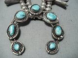 Women's Vintage Native American Navajo Morenci Turquoise Sterling Silver Squash Necklace Old-Nativo Arts