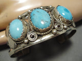 Impressive Don Smith Vintage Native American Navajo Sky Blue Turquoise Sterling Silver Bracelet-Nativo Arts