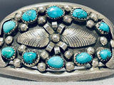 Fabulous Vintage Native American Navajo Pilot Mountain Turquoise Sterling Silver Bracelet-Nativo Arts