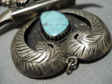 One Of Best Vintage Native American Navajo Turquoise Sterling Silver Necklace Old-Nativo Arts