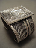 147 Grams Incredibly Detailed Navajo Tufa Native American Jewelry Silver Bracelet-Nativo Arts