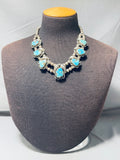 Important Vintage Native American Laguna Pilot Mountain Turquoise Sterling Silver Necklace-Nativo Arts