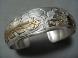 Signed Native American Navajo Sterling Silver 12k Gold Filled Sotryteller Bracelet-Nativo Arts
